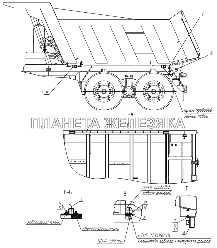 65115-3731001 Установка боковых габаритных фонарей КамАЗ-65115 (2009)